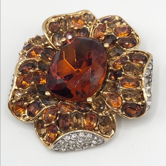 Vintage Kenneth Lane Glass Rhinestone Flower Pin - Picture 5 of 7